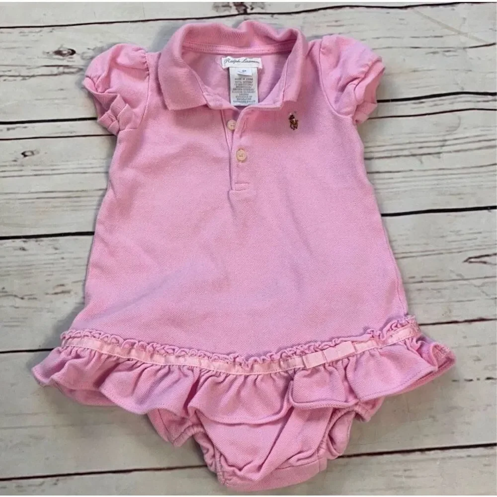 Ralph Lauren Pink Polo Dress & Bloomers Size 6 Months